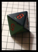 Dice : Dice - 8D - Green and Blue Half and Half with Red Numerals - Adventure Gaming Miami June 2010